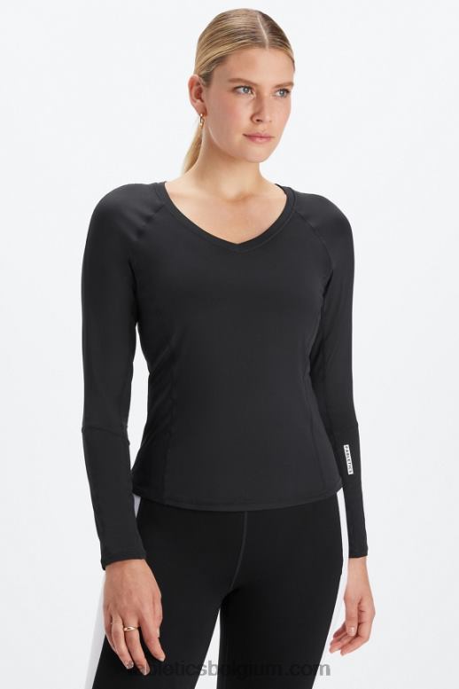 zwart/klassiek wit knock-out vrouwen phoenix lite top met v-hals en lange mouwen Fabletics LH20J2590