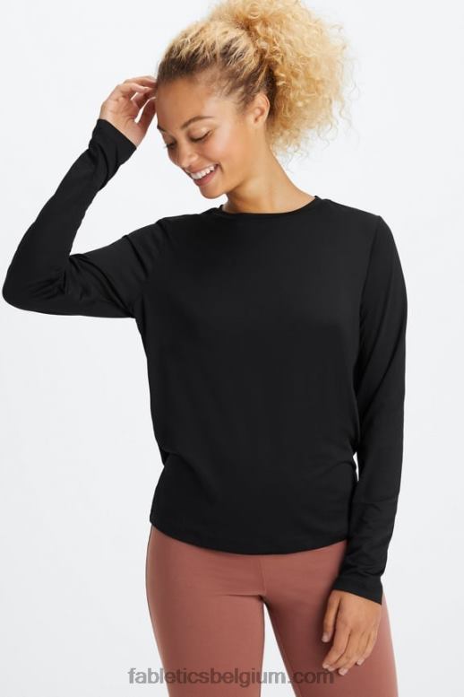 zwart vrouwen dry-flex T-shirt met lange mouwen Fabletics LH20J2601