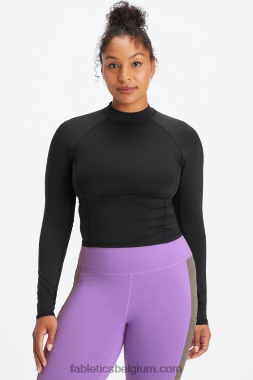 zwart vrouwen lichtgewicht top met lange mouwen Fabletics LH20J2627
