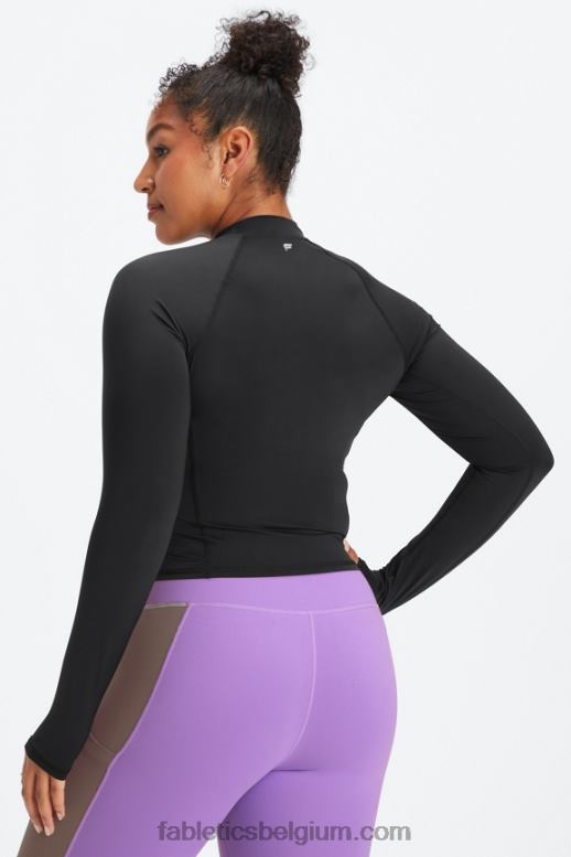 zwart vrouwen lichtgewicht top met lange mouwen Fabletics LH20J2627