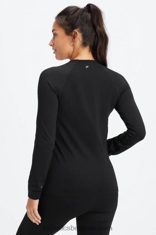 zwart vrouwen sync naadloze top met lange mouwen Fabletics LH20J2596