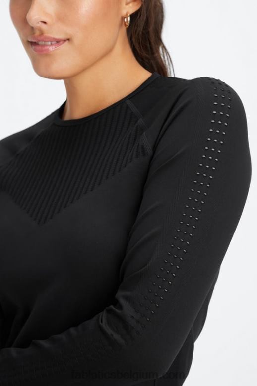zwart vrouwen sync naadloze top met lange mouwen Fabletics LH20J2596