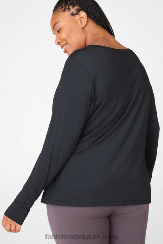 zwart wit vrouwen milieubewust grafisch T-shirt met lange mouwen Fabletics LH20J2704