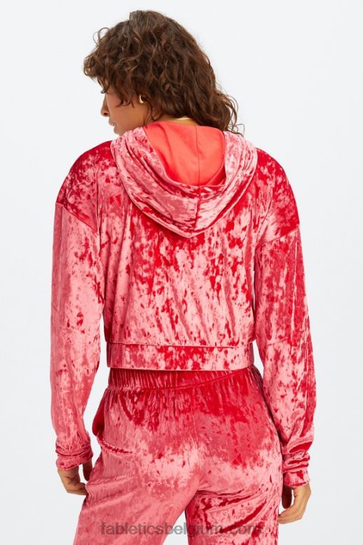 aardbei rood vrouwen hoodie van geplet velours met rits Fabletics LH20J2487