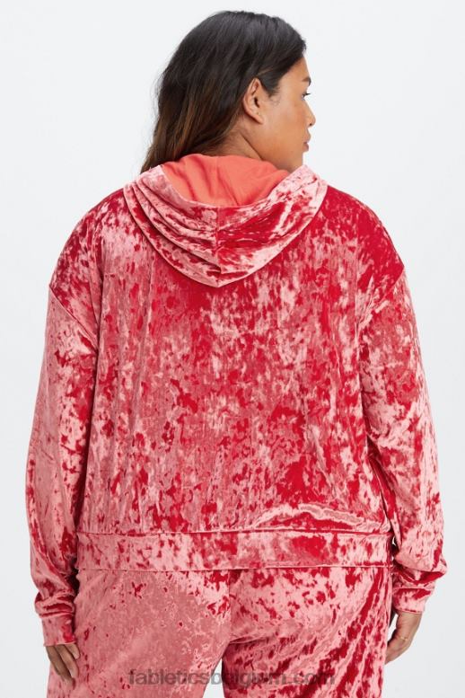 aardbei rood vrouwen hoodie van geplet velours met rits Fabletics LH20J2488