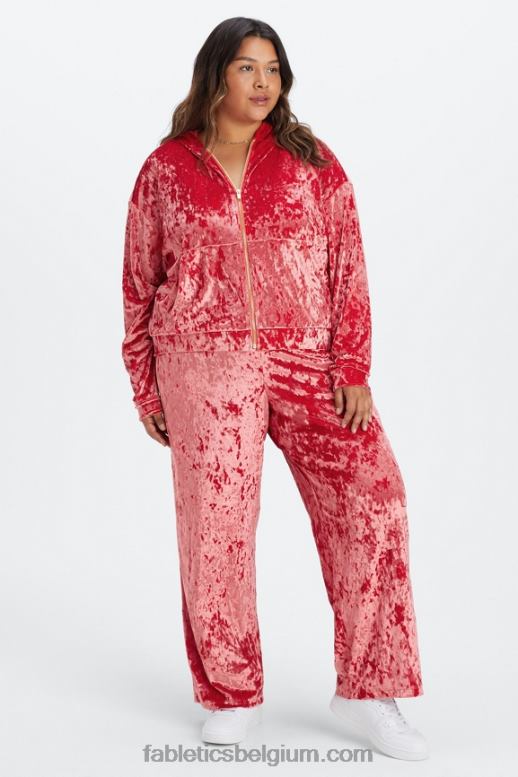 aardbei rood vrouwen hoodie van geplet velours met rits Fabletics LH20J2488