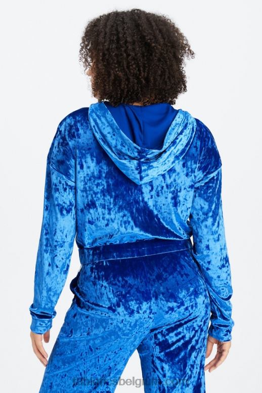 celeste vrouwen hoodie van geplet velours met rits Fabletics LH20J2486