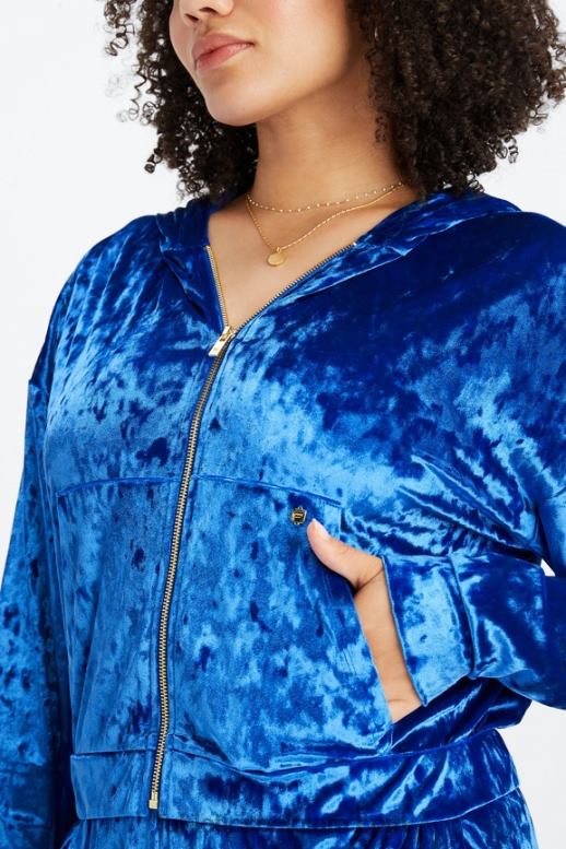 celeste vrouwen hoodie van geplet velours met rits Fabletics LH20J2486