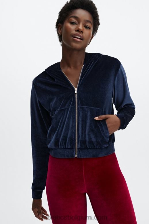 diepe marine vrouwen donna velours hoodie Fabletics LH20J2504
