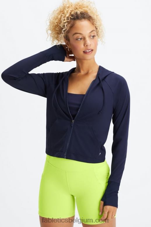 diepe marine vrouwen oasis cropped hoodie Fabletics LH20J2448