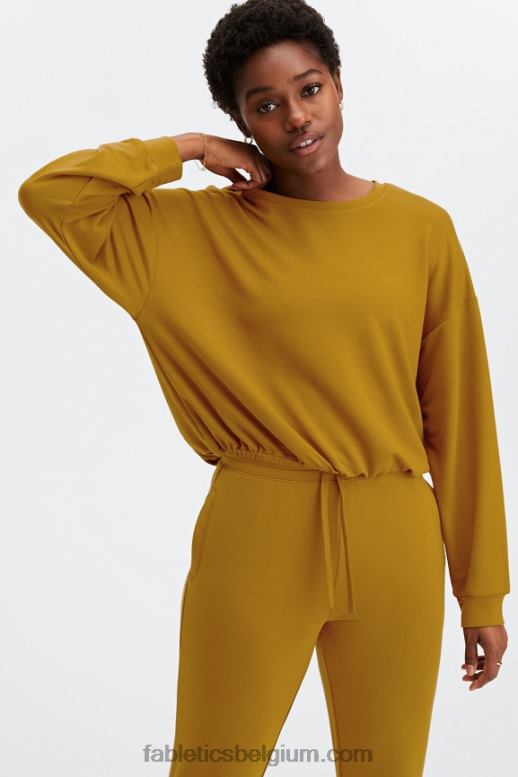 donker brons vrouwen luxe cinched pullover Fabletics LH20J2430