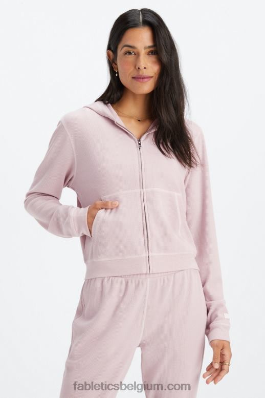gedempt mauve/bloemblaadje vrouwen wafel hoodie met rits Fabletics LH20J2494