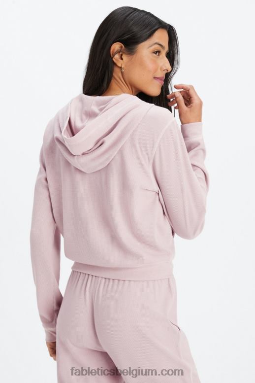 gedempt mauve/bloemblaadje vrouwen wafel hoodie met rits Fabletics LH20J2494