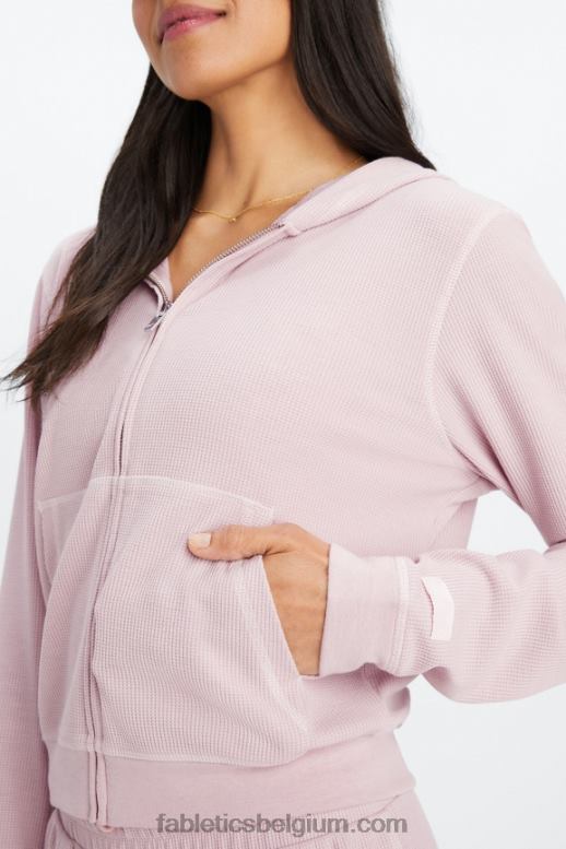 gedempt mauve/bloemblaadje vrouwen wafel hoodie met rits Fabletics LH20J2494