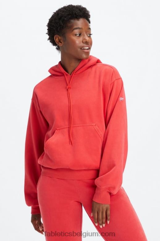 gewassen elektrische kers/wit vrouwen forever fleece hoodie Fabletics LH20J2492