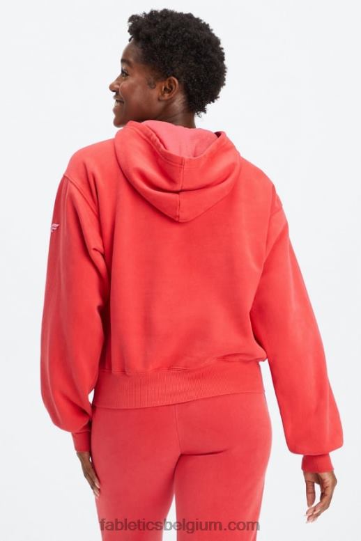 gewassen elektrische kers/wit vrouwen forever fleece hoodie Fabletics LH20J2492
