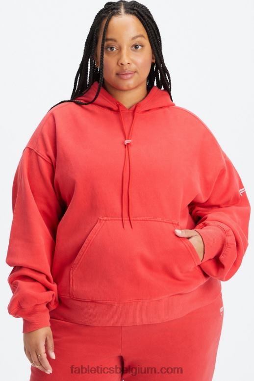 gewassen elektrische kers/wit vrouwen forever fleece hoodie Fabletics LH20J2493