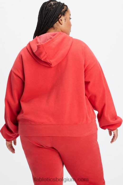 gewassen elektrische kers/wit vrouwen forever fleece hoodie Fabletics LH20J2493