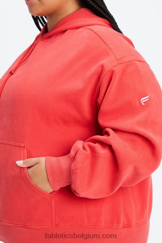 gewassen elektrische kers/wit vrouwen forever fleece hoodie Fabletics LH20J2493