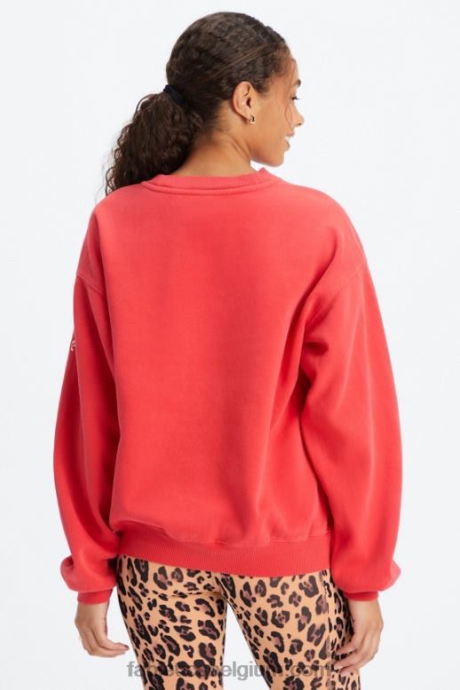 gewassen elektrische kers/wit vrouwen forever fleece sweatshirt met ronde hals Fabletics LH20J2457