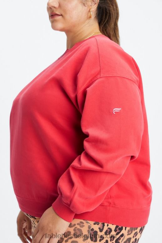 gewassen elektrische kers/wit vrouwen forever fleece sweatshirt met ronde hals Fabletics LH20J2458