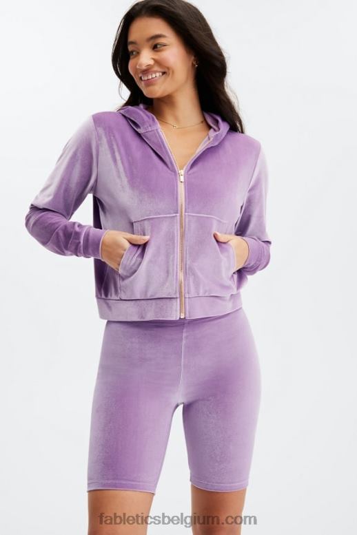 helder lila vrouwen donna velours hoodie Fabletics LH20J2507