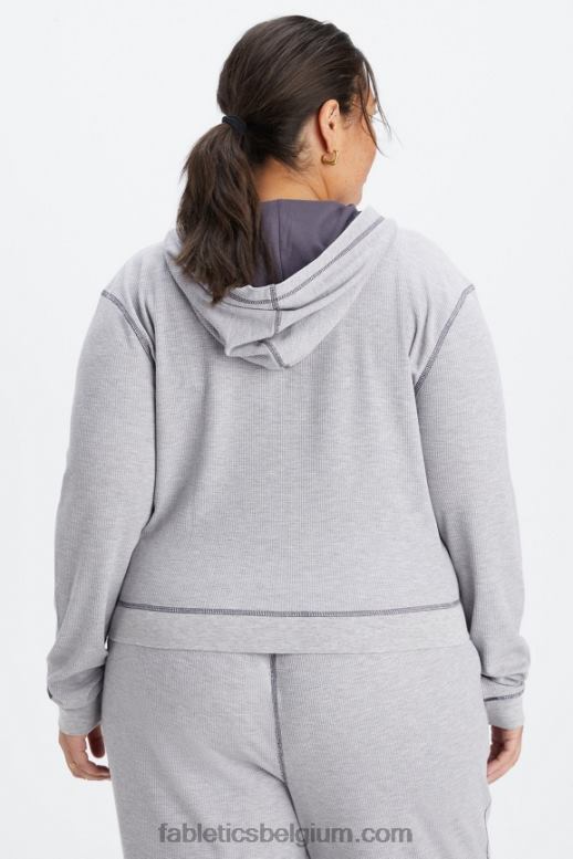 klassiek grijs heide/tin vrouwen wafel hoodie met rits Fabletics LH20J2497