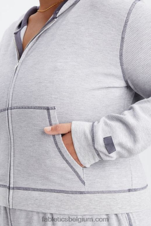klassiek grijs heide/tin vrouwen wafel hoodie met rits Fabletics LH20J2497