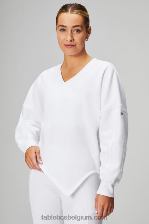 klassiek wit/mineraalgrijs vrouwen forever fleece asymmetrisch sweatshirt Fabletics LH20J2461