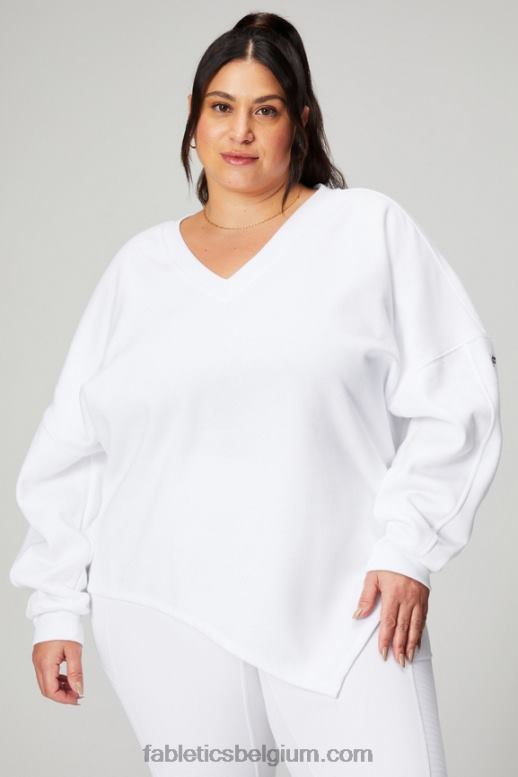 klassiek wit/mineraalgrijs vrouwen forever fleece asymmetrisch sweatshirt Fabletics LH20J2462