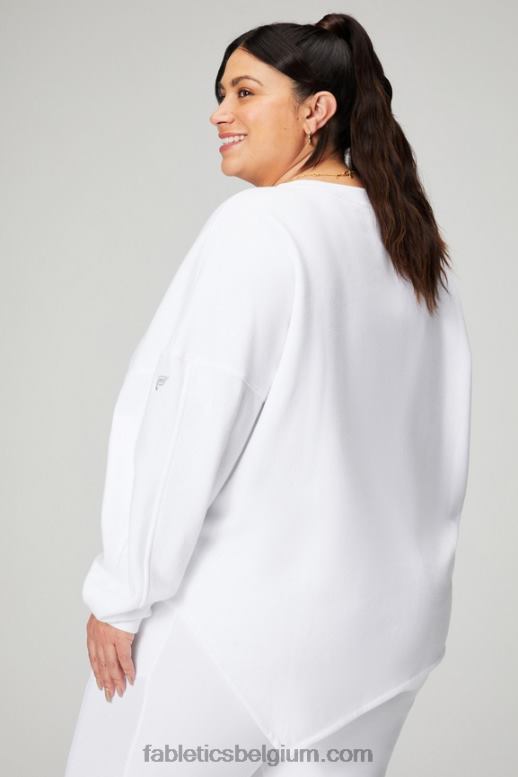 klassiek wit/mineraalgrijs vrouwen forever fleece asymmetrisch sweatshirt Fabletics LH20J2462