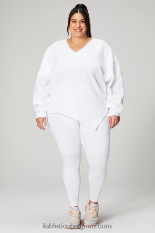 klassiek wit/mineraalgrijs vrouwen forever fleece asymmetrisch sweatshirt Fabletics LH20J2462