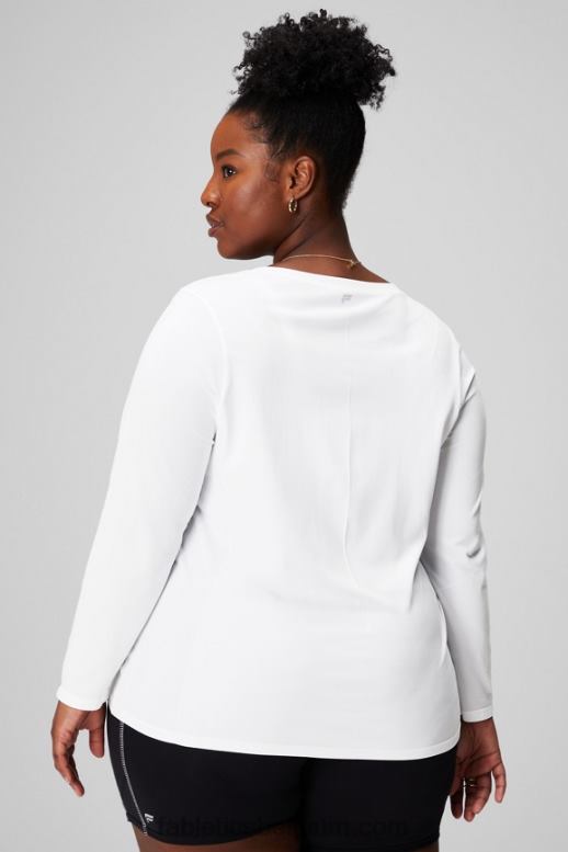 klassiek wit vrouwen feather tech top met lange mouwen Fabletics LH20J2578