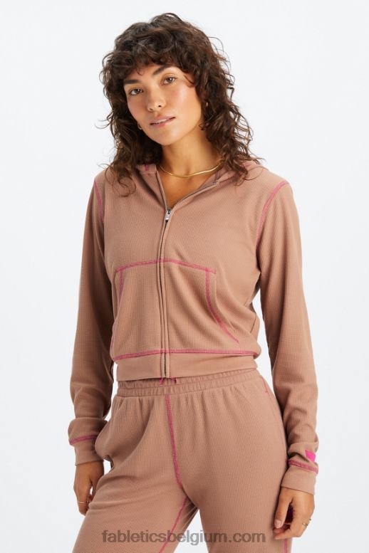 knuffel/fuchsia vrouwen wafel hoodie met rits Fabletics LH20J2495