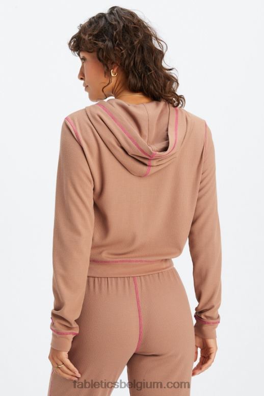 knuffel/fuchsia vrouwen wafel hoodie met rits Fabletics LH20J2495