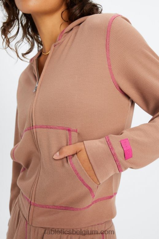 knuffel/fuchsia vrouwen wafel hoodie met rits Fabletics LH20J2495