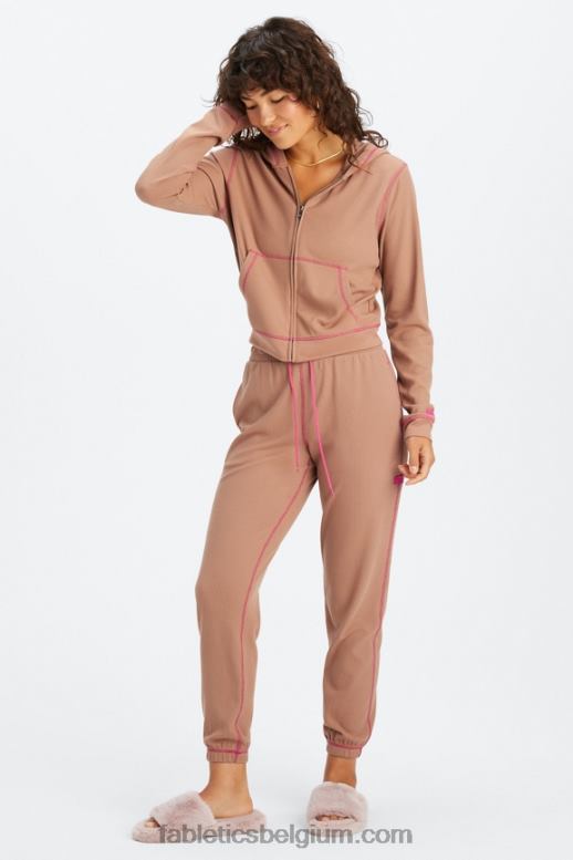 knuffel/fuchsia vrouwen wafel hoodie met rits Fabletics LH20J2495