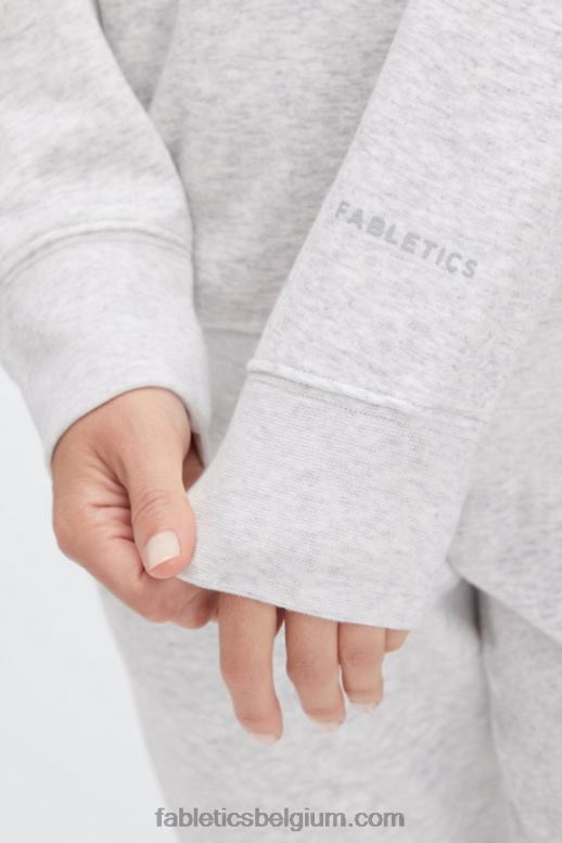 lichtgrijze heide vrouwen eco-go-to-hoodie Fabletics LH20J2517