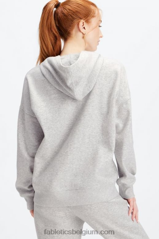 lichtgrijze heide vrouwen go-to hoodie met volledige rits Fabletics LH20J2660