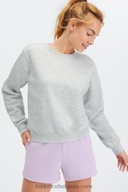 lichtgrijze heide vrouwen go-to klassieke ronde hals Fabletics LH20J2646
