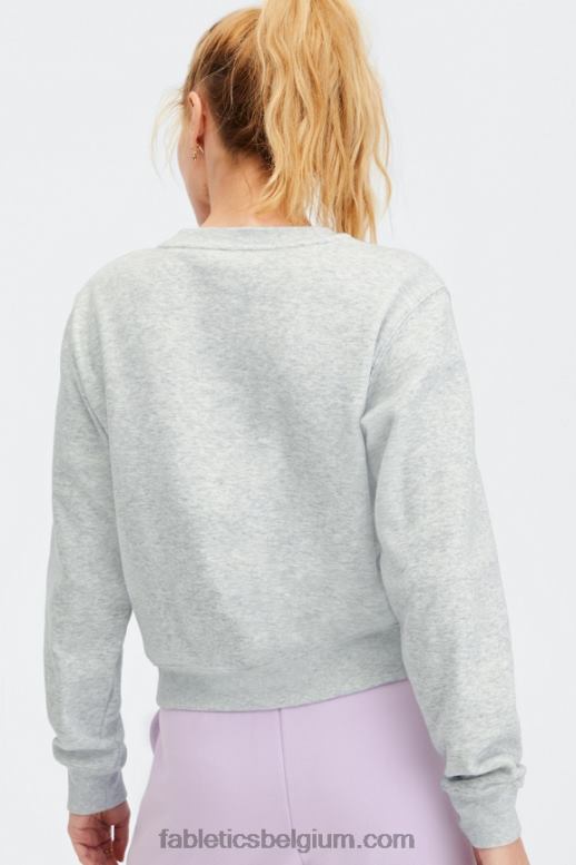 lichtgrijze heide vrouwen go-to klassieke ronde hals Fabletics LH20J2646