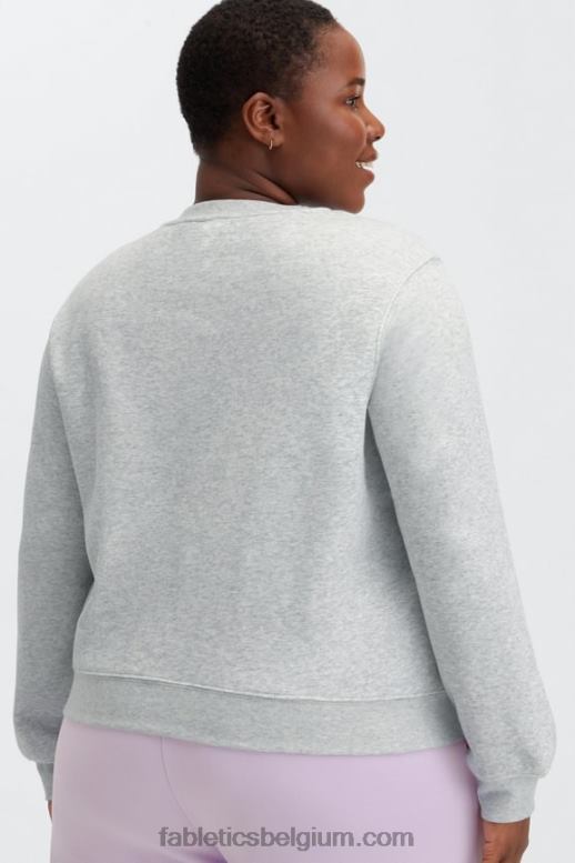 lichtgrijze heide vrouwen go-to klassieke ronde hals Fabletics LH20J2647