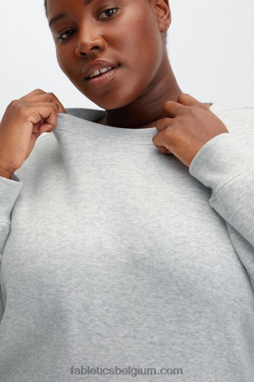 lichtgrijze heide vrouwen go-to klassieke ronde hals Fabletics LH20J2647