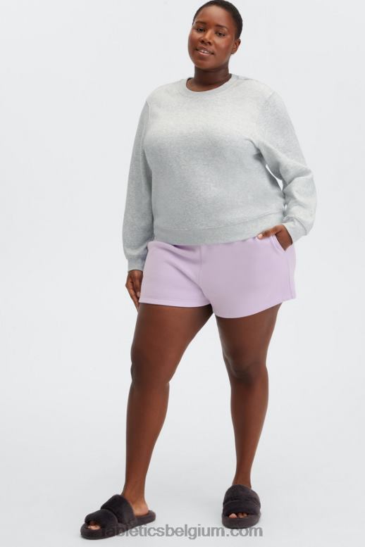 lichtgrijze heide vrouwen go-to klassieke ronde hals Fabletics LH20J2647