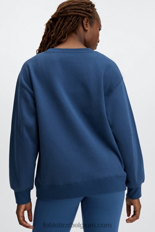 marineblauw pioen/vervaagd denim vrouwen ecologisch sweatshirt met ronde hals Fabletics LH20J2479