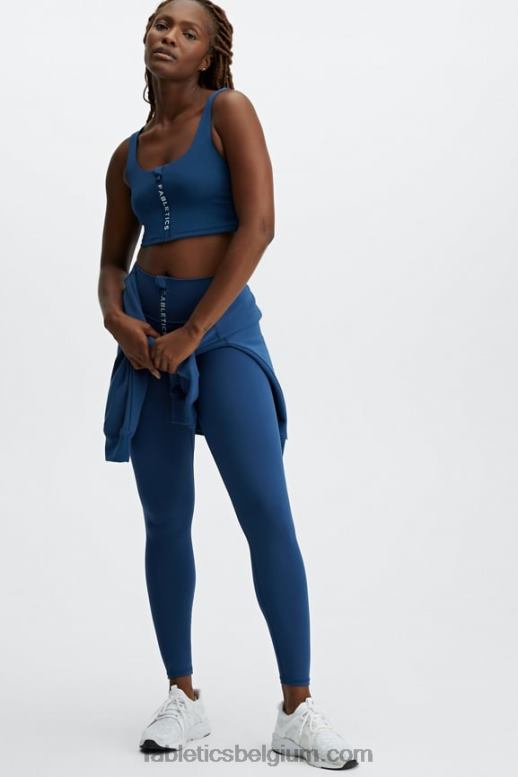 marineblauw pioen/vervaagd denim vrouwen ecologisch sweatshirt met ronde hals Fabletics LH20J2479