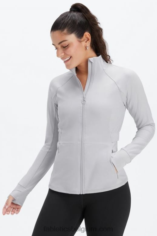 mineraal grijs vrouwen drie-eenheid performance jack Fabletics LH20J2571