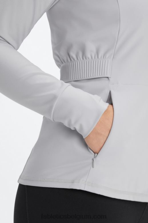 mineraal grijs vrouwen drie-eenheid performance jack Fabletics LH20J2571