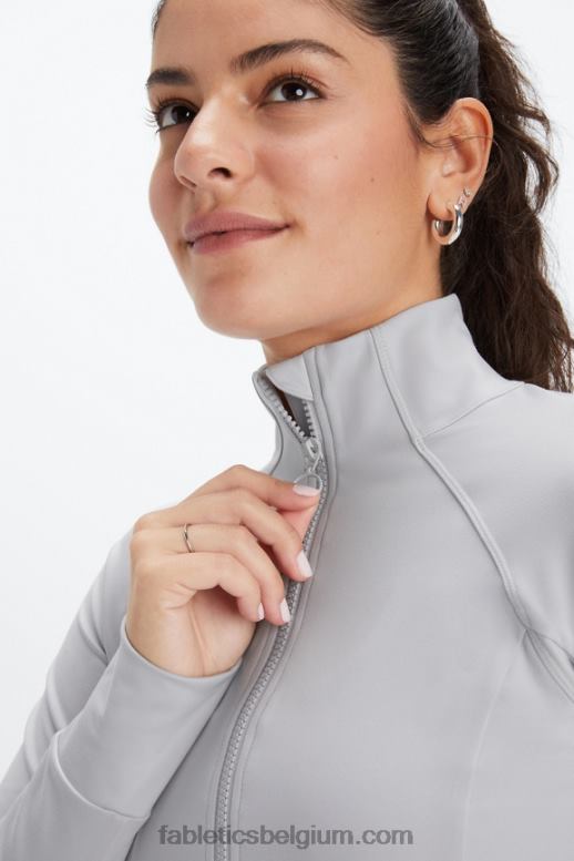 mineraal grijs vrouwen drie-eenheid performance jack Fabletics LH20J2571