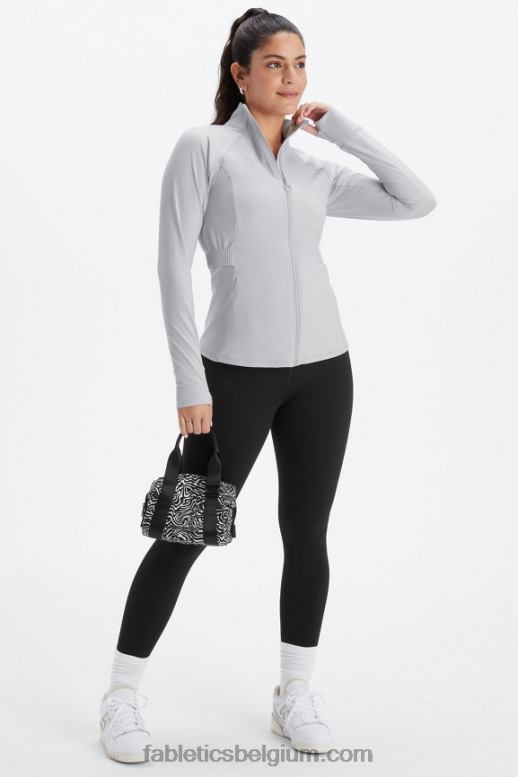 mineraal grijs vrouwen drie-eenheid performance jack Fabletics LH20J2571